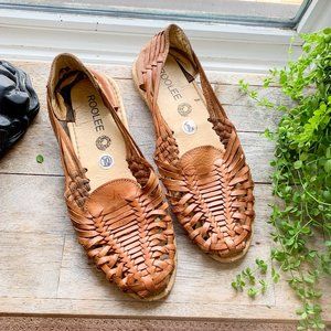 ROOLEE Paloma Woven Flat Huarache Sandal Brown